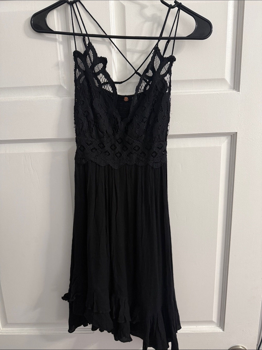 Free PeopleBlack Lace-Detail Women's Slip Dress